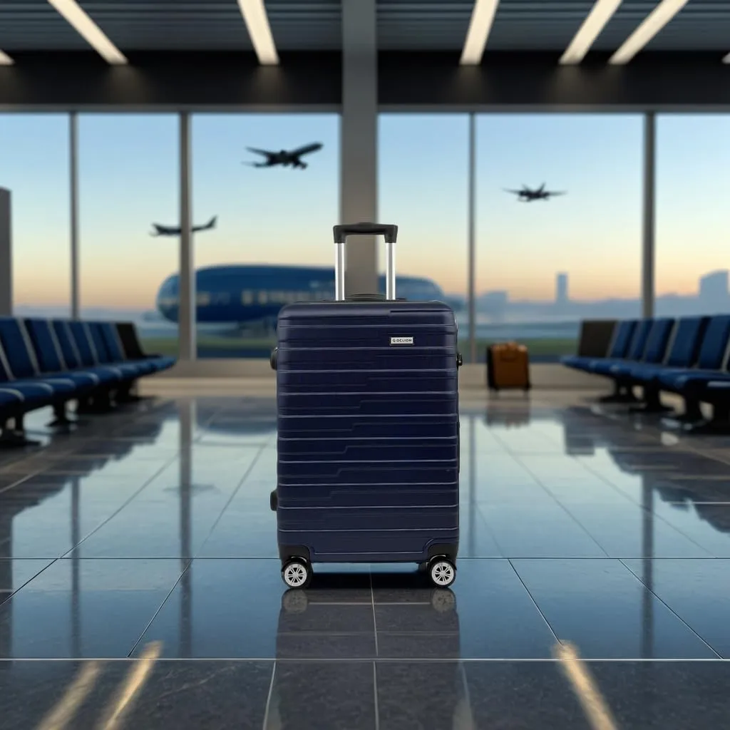Luggage Sets - Suitcases with Wheels, 3 Piece Luggage Set ABS - Large Suitcase, Medium Suitcase, and Carry-On, Hardshell, TSA Lock (Navy, 3-piece Set (28 Inch, 24 Inch, 20 Inch))