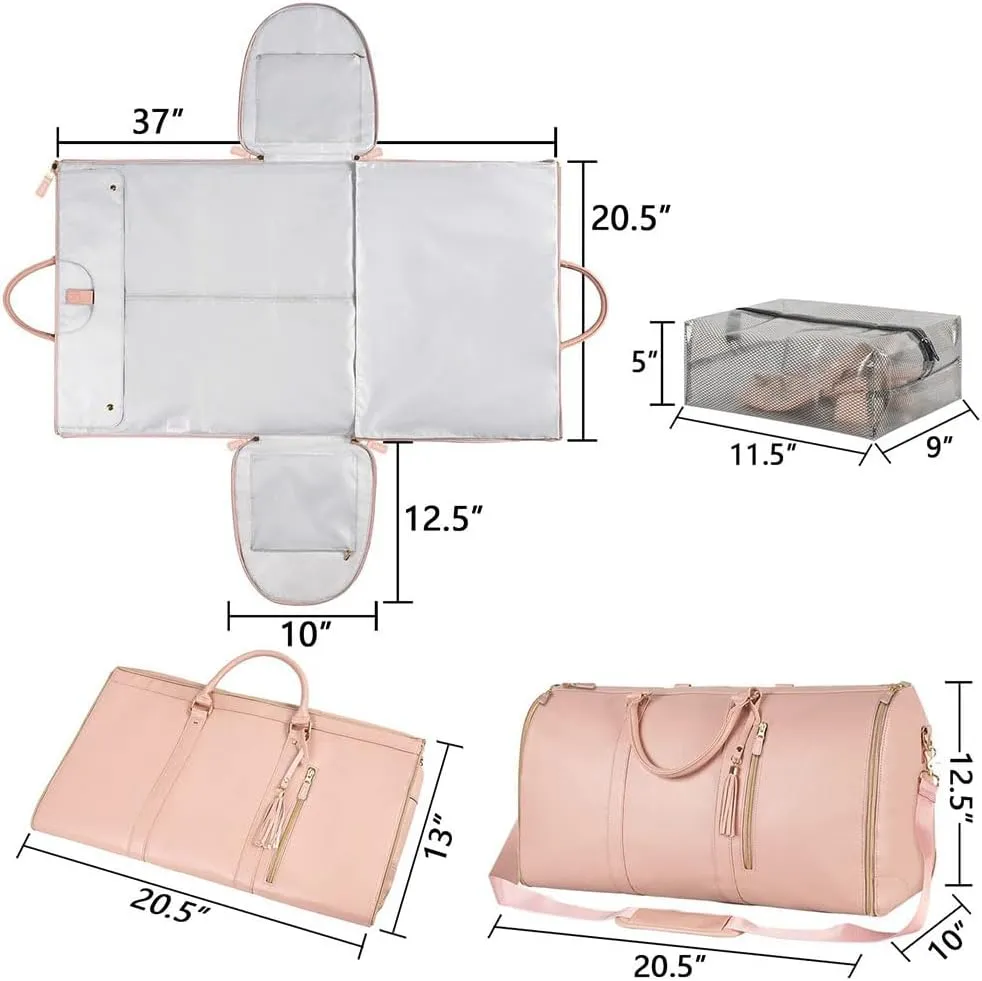 Luux Bags Travel Duffel Bag, Convertible Garment Duffle Bags for Travel, 2 in 1 Hanging Suitcase Suit Foldable Travel Duffel (F)
