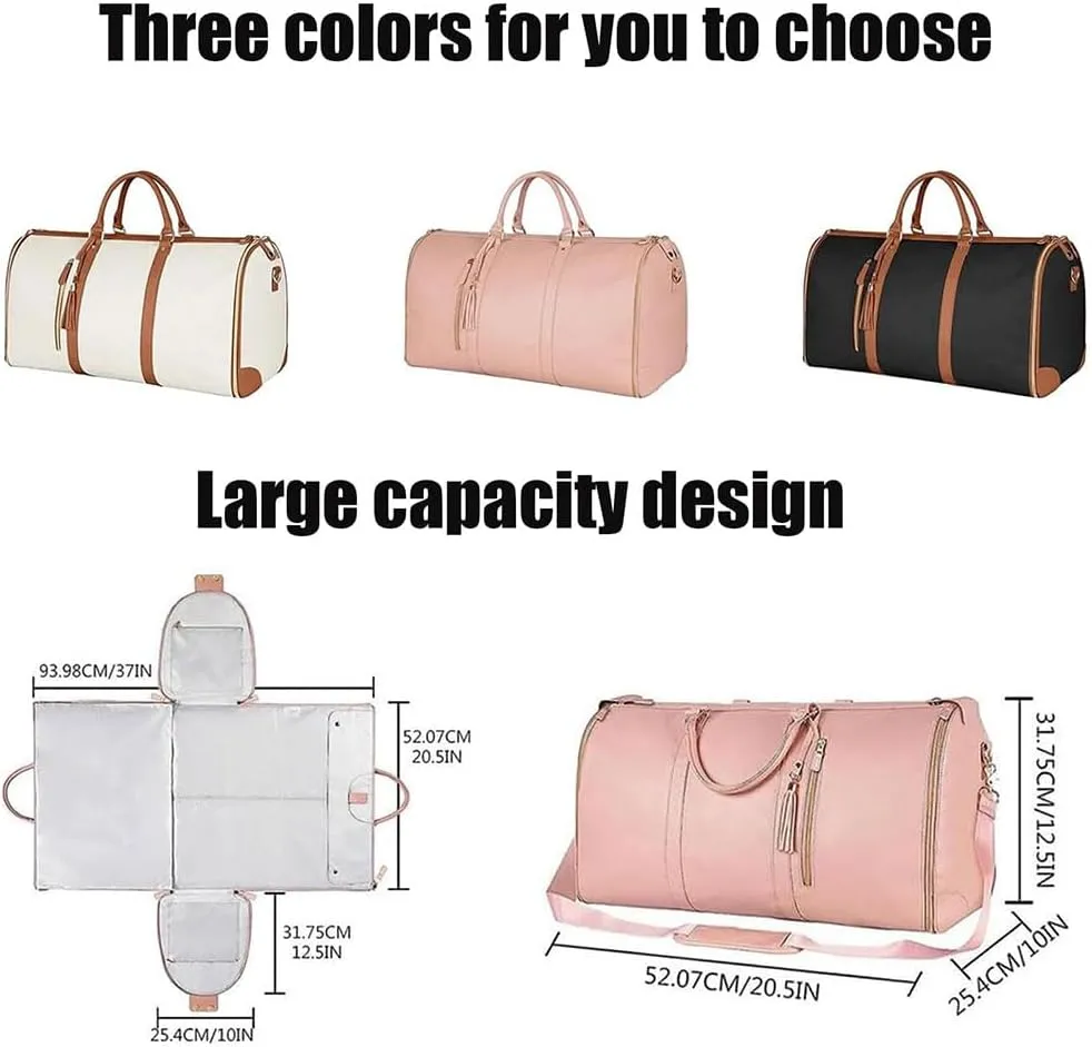 Luux Bags Travel Duffel Bag, Convertible Garment Duffle Bags for Travel, 2 in 1 Hanging Suitcase Suit Foldable Travel Duffel (H)