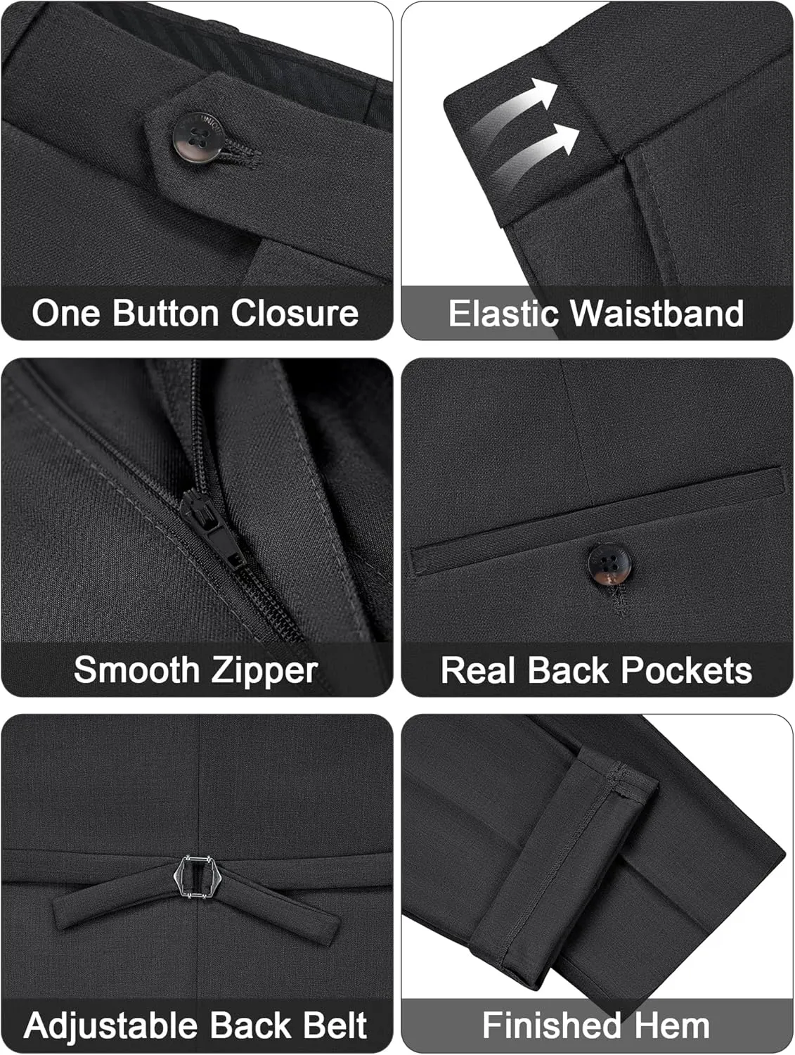 MAGE MALE Mens Pinstripe 3 Piece Suit Slim Fit Single Breasted Tuxedo Business Wedding Party Blazer Vest Pants Set