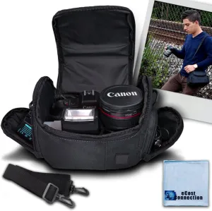 Medium Soft Padded Camera Equipment Bag/Case For Pentax K-30, K-50, K-500, K-r, K-x, 645D & More   Microfiber Cloth