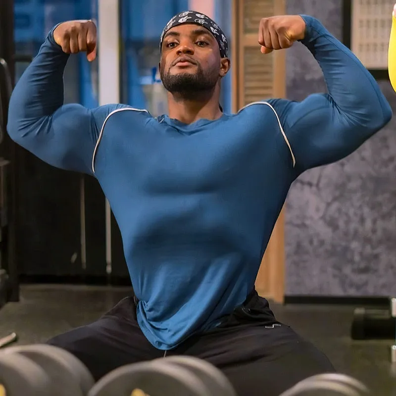 Men Long Sleeve Shirts Quick Dry Bodybuilding for Men Workout Gym Fitness Casual T Shirt Undershirts