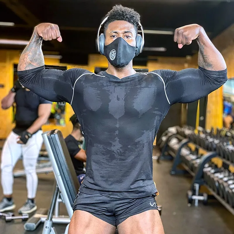 Men Long Sleeve Shirts Quick Dry Bodybuilding for Men Workout Gym Fitness Casual T Shirt Undershirts