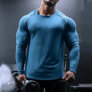Men Long Sleeve Shirts Quick Dry Bodybuilding for Men Workout Gym Fitness Casual T Shirt Undershirts