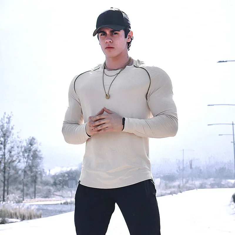 Men Long Sleeve Shirts Quick Dry Bodybuilding for Men Workout Gym Fitness Casual T Shirt Undershirts