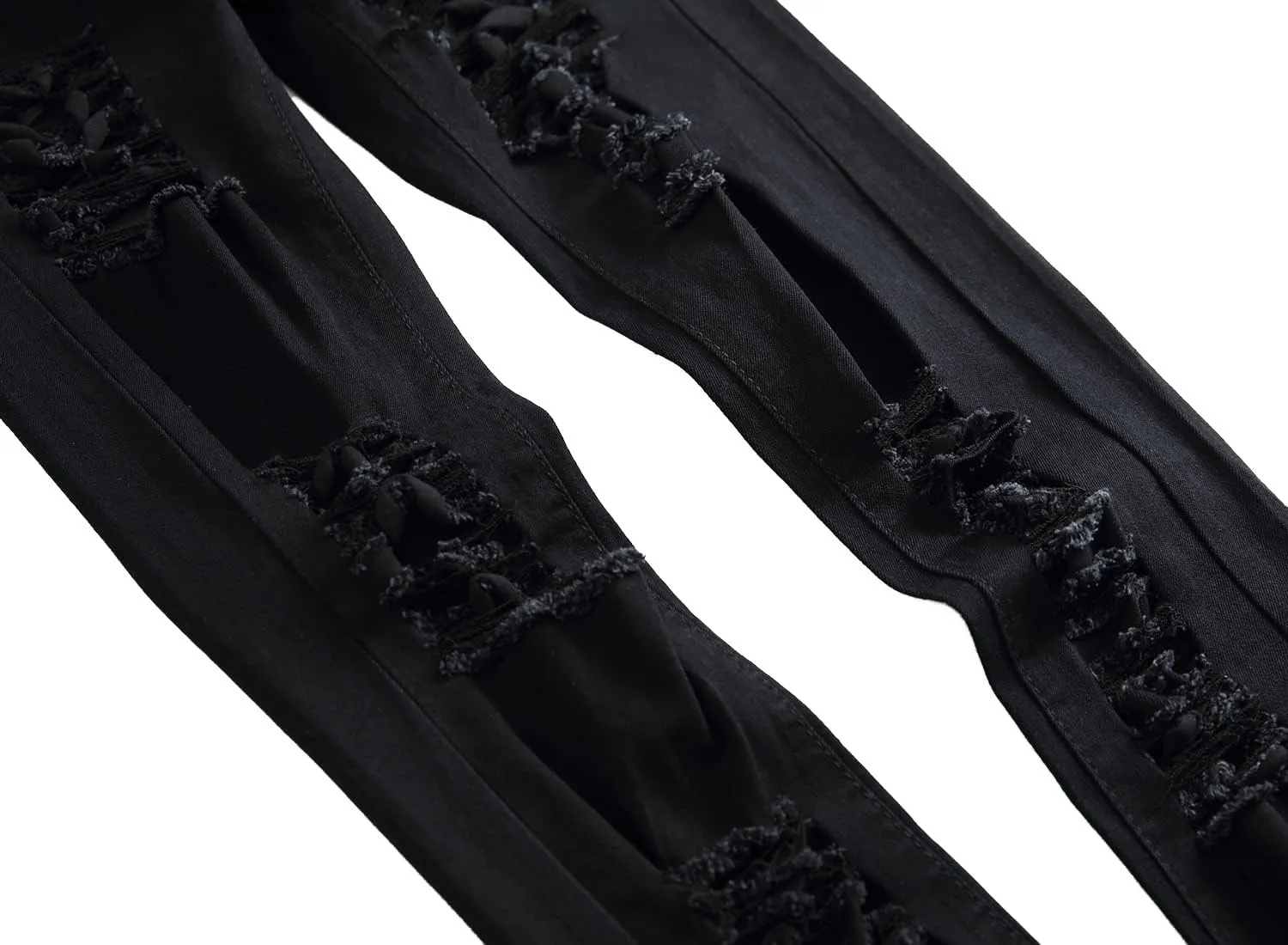 Men Ripped Jeans, Slim Fit Straight Leg, Denim Pants with Holes