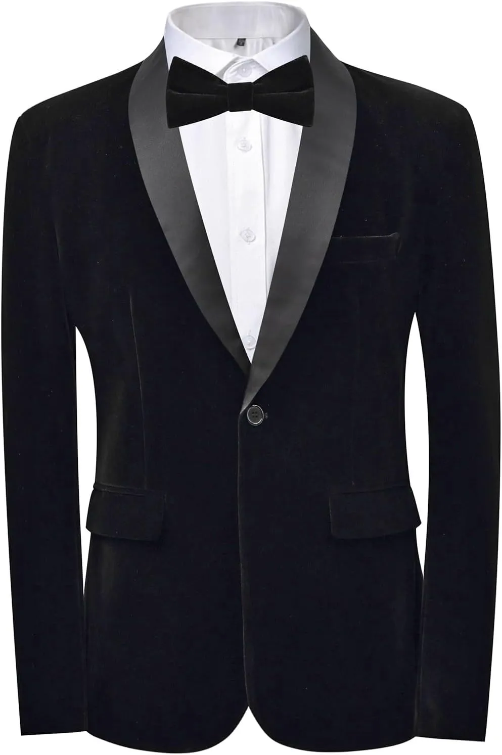 Men's 2 Piece Tuxedo Suits Set Slim Fit Velvet Suit Party Dinner Blazer & Pants for Prom Wedding