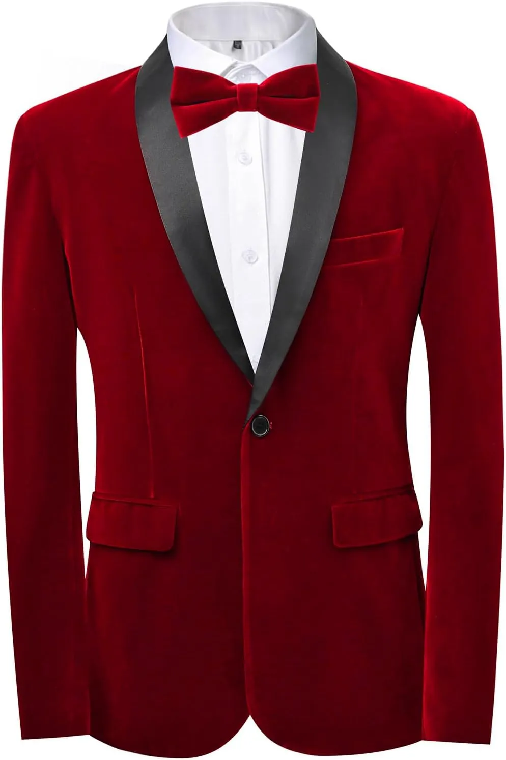 Men's 2 Piece Tuxedo Suits Set Slim Fit Velvet Suit Party Dinner Blazer & Pants for Prom Wedding