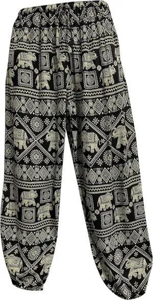 Mens Ethnic Print Boho Casual Yoga Lounge Harem Pants w/Pockets