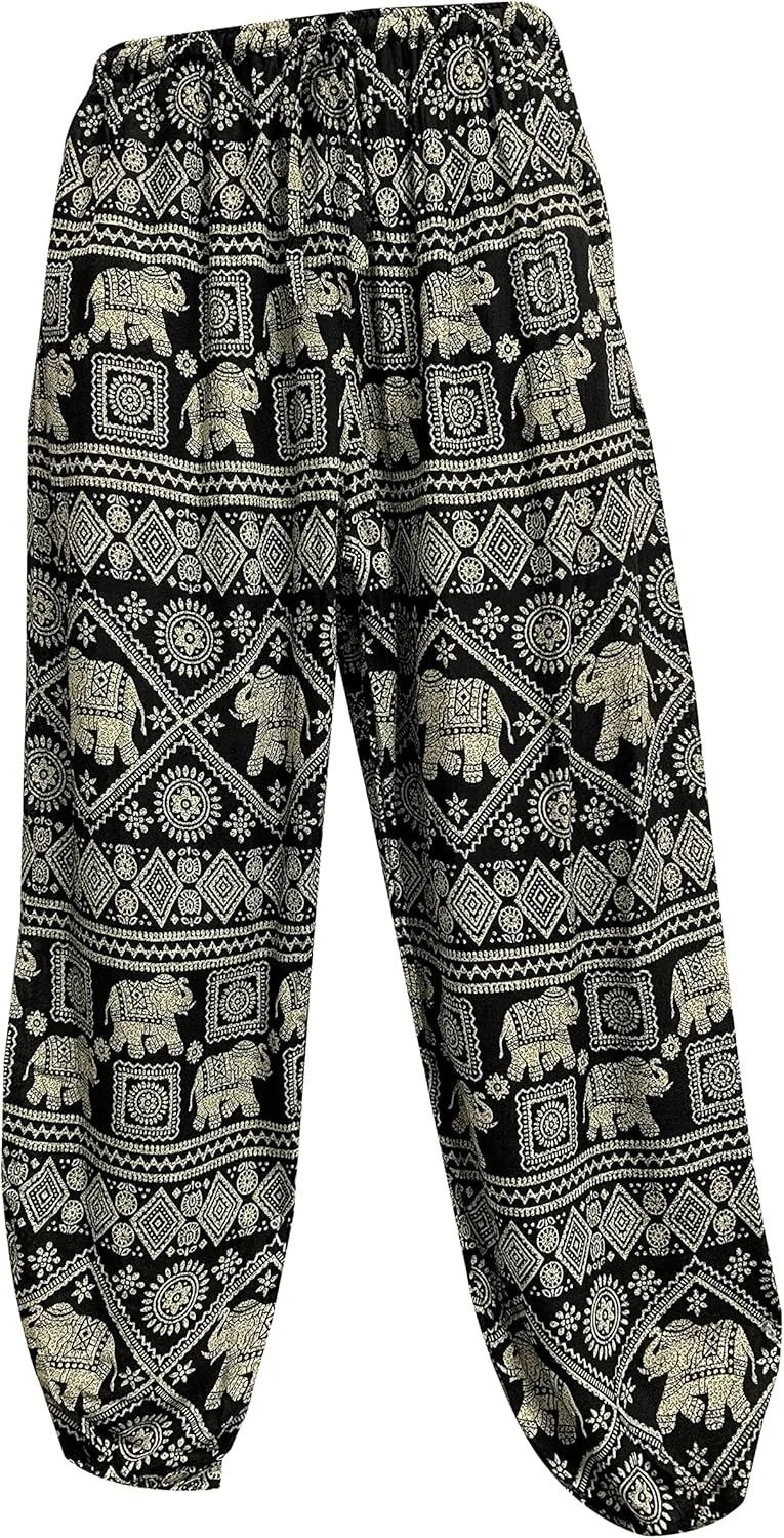 Mens Ethnic Print Boho Casual Yoga Lounge Harem Pants w/Pockets
