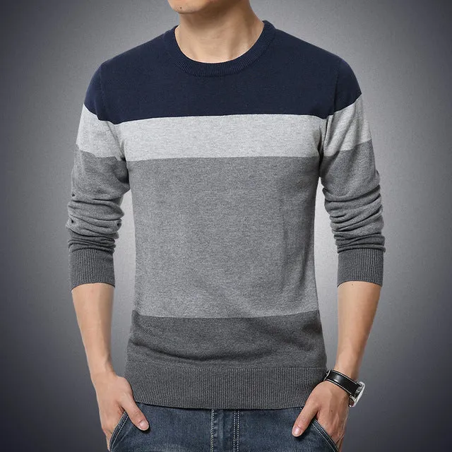 Men's O-Neck Striped Slim Fit Sweater