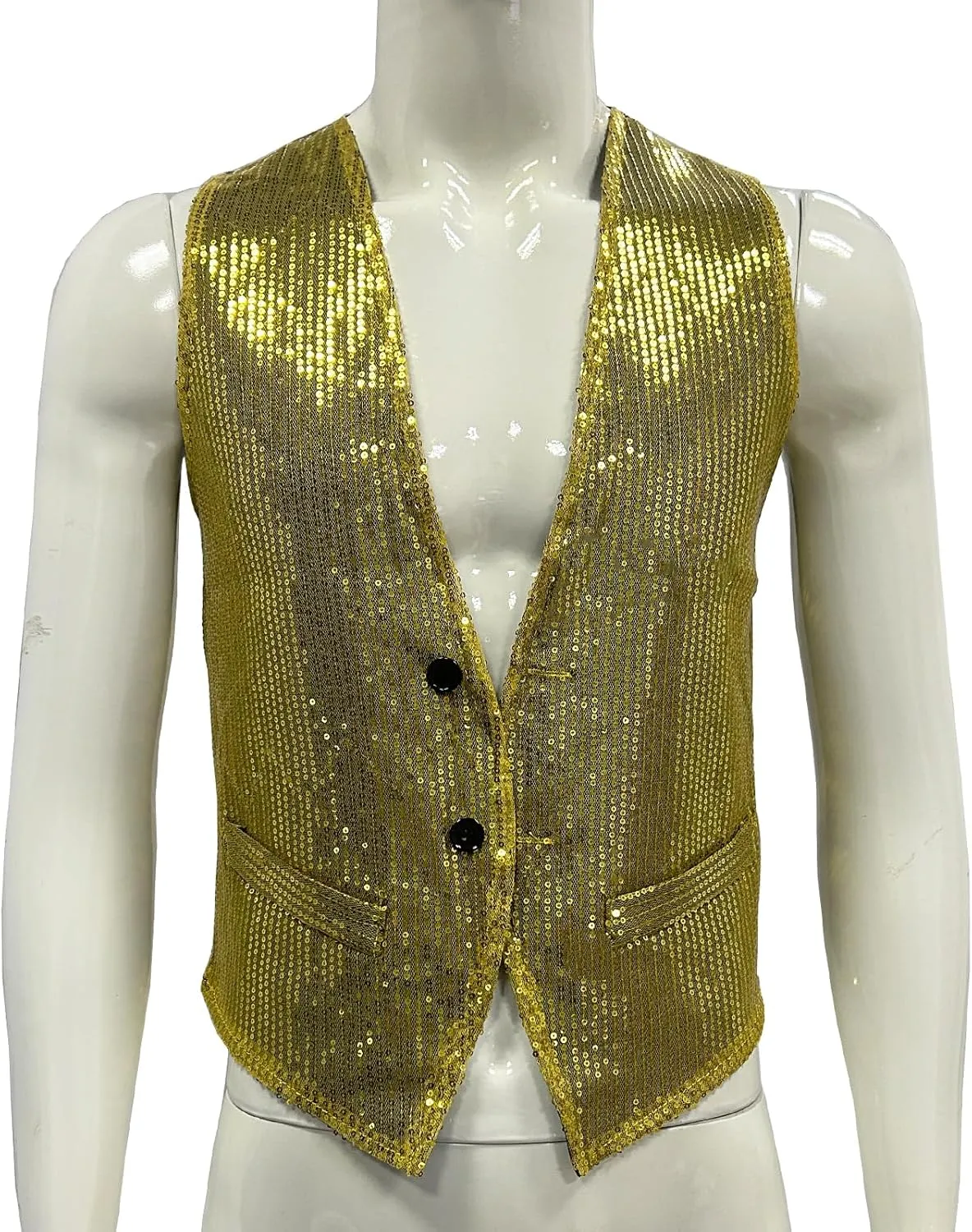 Men's Sequins Vest Slim Fit Christmas Party Vest Hip Hop Disco Dance Waistcoat Performance Show Jacket