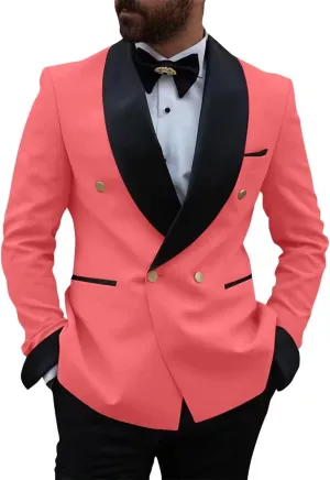 Men's Slim Fit 2 Piece Suit Set,Double Breasted Blazer Jacket Pants Tuxedo Set for Prom Wedding and Business