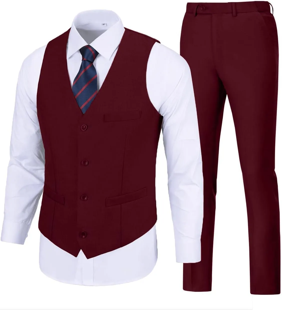 Men's Suit 2 Pieces Slim Fit Dress Vest and Pants Set Prom Suits for Mens Formal Wedding Party Tuxedo