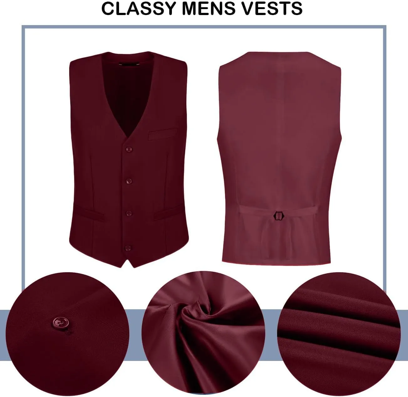 Men's Suit 2 Pieces Slim Fit Dress Vest and Pants Set Prom Suits for Mens Formal Wedding Party Tuxedo