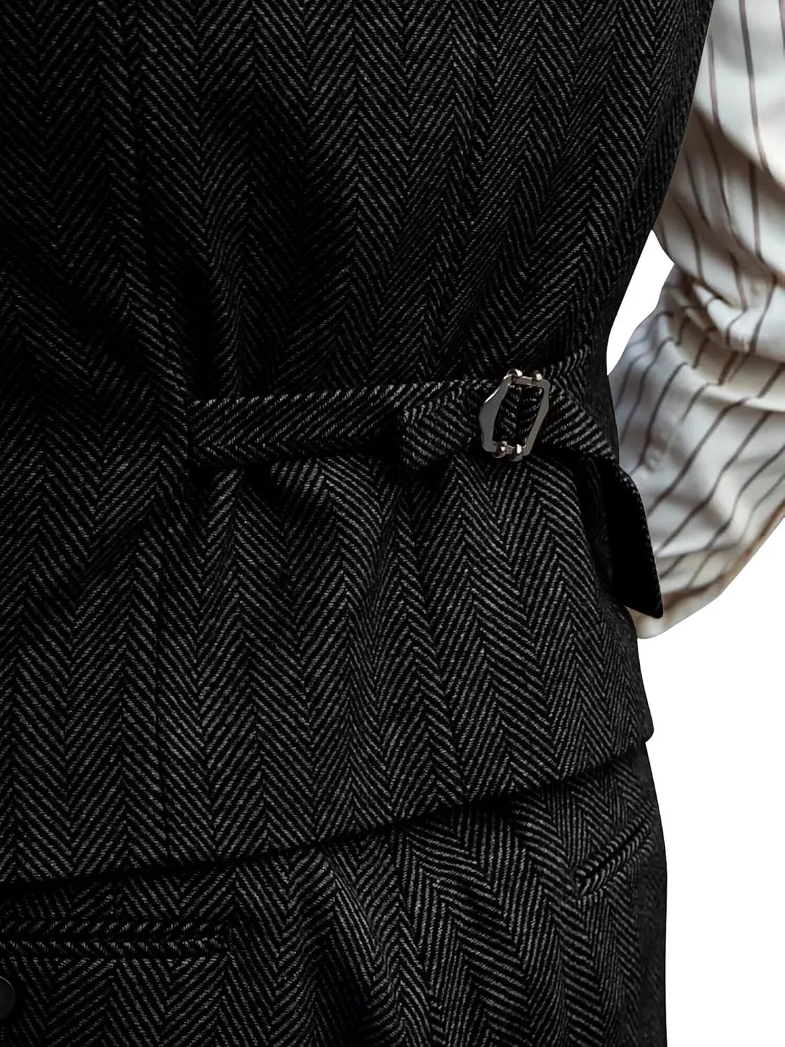 Mens Suit 3 Piece Tweed Herringbone Tuxedo Suit Wedding Suits for Mens Blazer Jacket Double Breasted Vest Pants Set