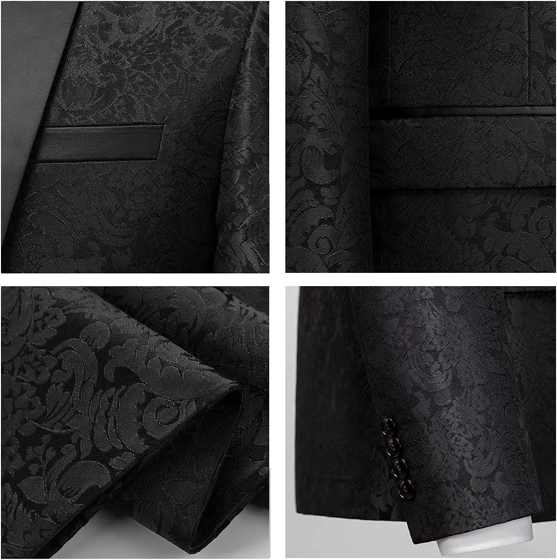 Mens Suit Slim Fit 2 Piece Formal Skinny Floral Tuxedo Suit Set Shawl Lapel for Wedding Dinner Party