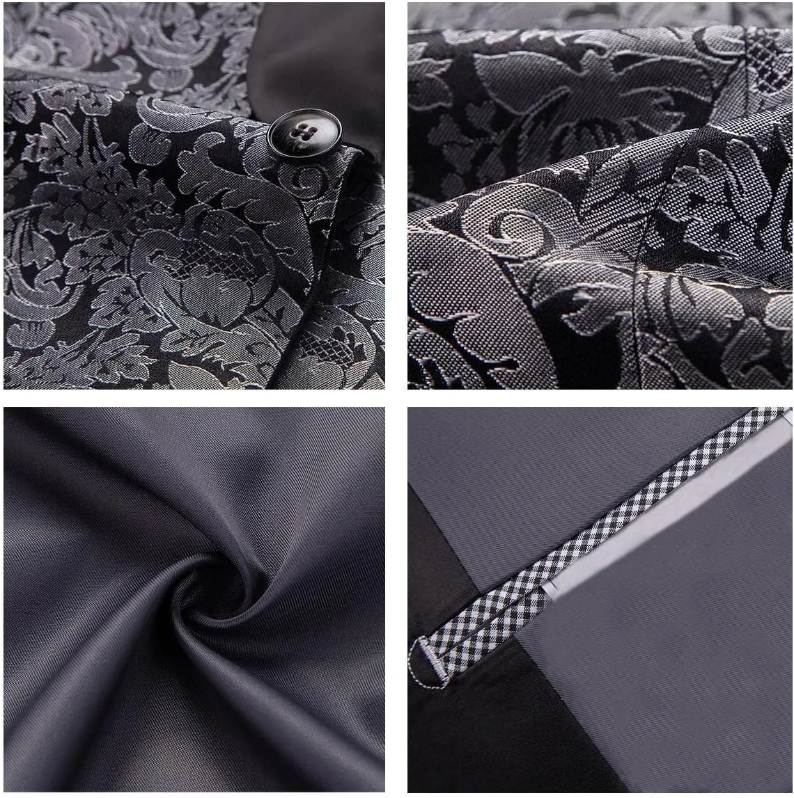 Mens Suit Slim Fit 2 Piece Formal Skinny Floral Tuxedo Suit Set Shawl Lapel for Wedding Dinner Party