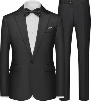 Mens Suits Slim Fit 2 Piece Dress Suits Tuxedo Jacket Blazer Pants Set for Wedding Business Prom