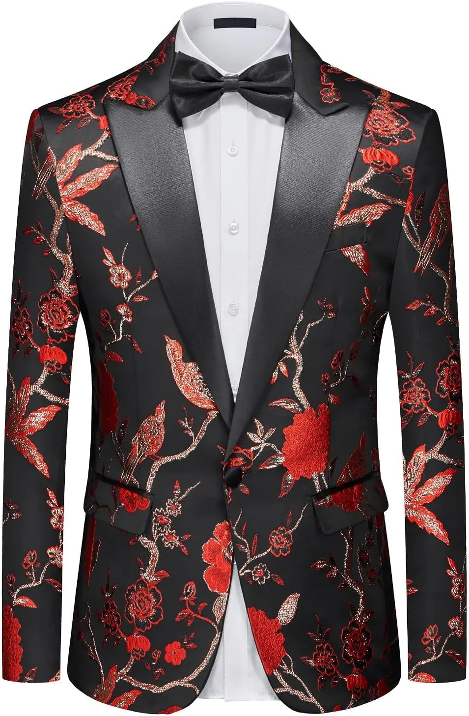 Mens Suits Slim Fit 2 Piece Formal Tuxedo Suits Blazer Pants with Bow Tie for Wedding Prom