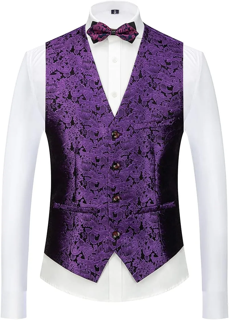 Mens Tuxedo Suits Slim Fit 3 Piece Formal Skinny Tuxedo Suit Set Shawl Lapel Paisley Suits Men for Wedding Prom