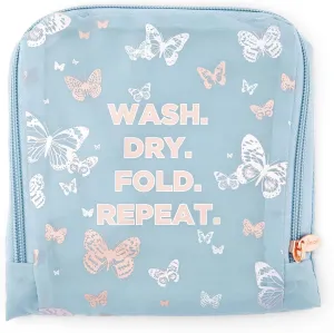 MIAMICA Foldable Travel Laundry Bag, Blue Butterfly, Wash, Dry, Fold, Repeat, 21 x 22  Lightweight, Durable Design with Drawstring Closure, Blue Butterfly