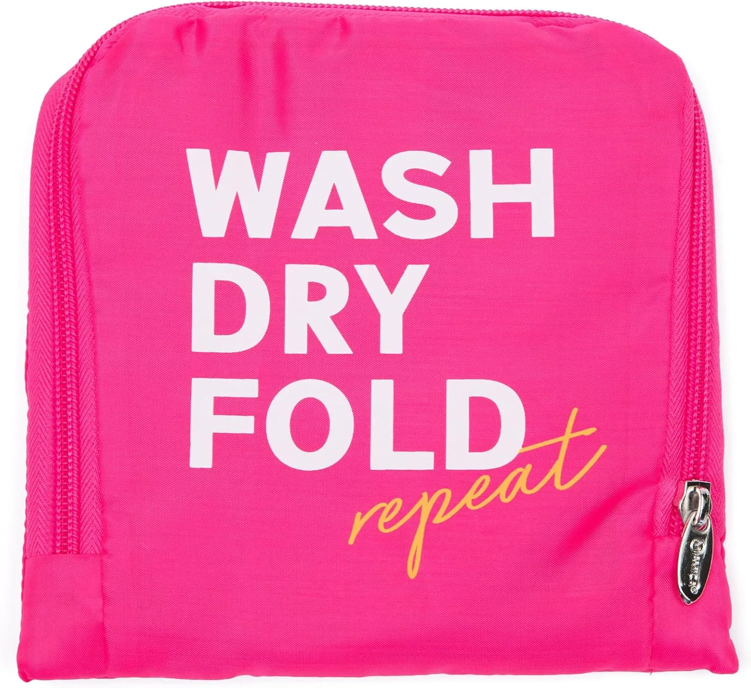 MIAMICA Foldable Travel Laundry Bag, Fuchsia, Wash, Dry, Fold, Repeat, 21 x 22  Lightweight, Durable Design with Drawstring Closure, Fuchsia, Travel Laundy Bag