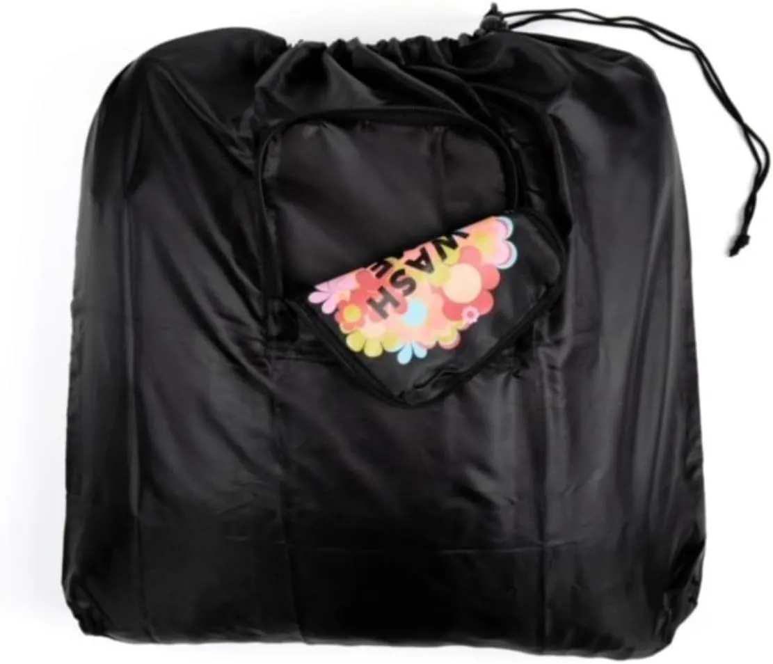 Miamica Foldable Travel Laundry Bag, Wash Me" Black Multicolor Flowers  Lightweight, Durable Design with Drawstring Closure, One Size
