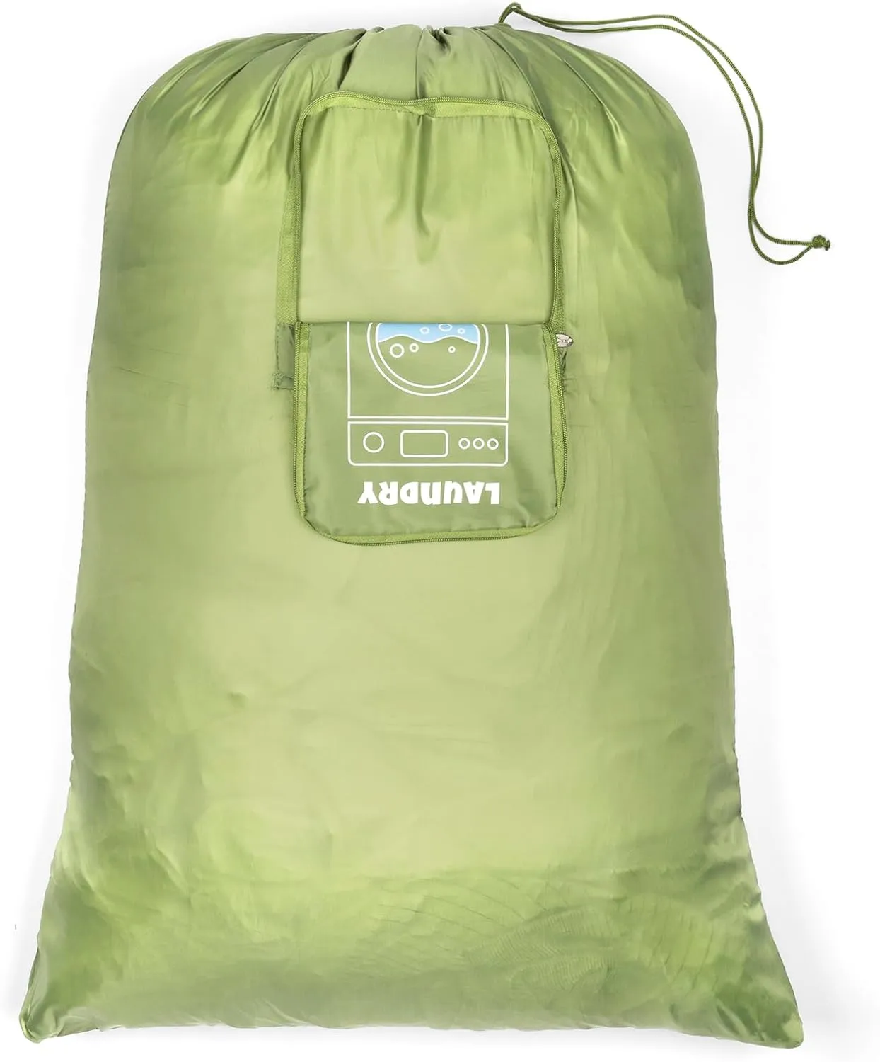MIAMICA Foldable XL Travel Laundry Bag, 35'' x 24'', Olive "Laundry"  Lightweight, Durable Design with Drawstring Closure