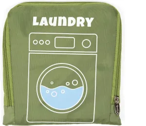 MIAMICA Foldable XL Travel Laundry Bag, 35'' x 24'', Olive "Laundry"  Lightweight, Durable Design with Drawstring Closure