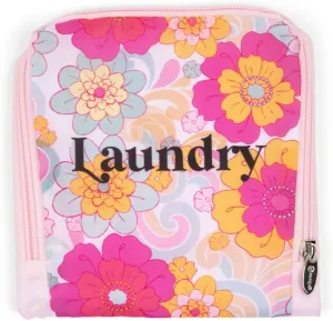 Miamica Malibu Babe Foldable Travel Laundry Bag, Pink Multicolor Flowers  Lightweight, Durable Design with Drawstring Closure, One Size