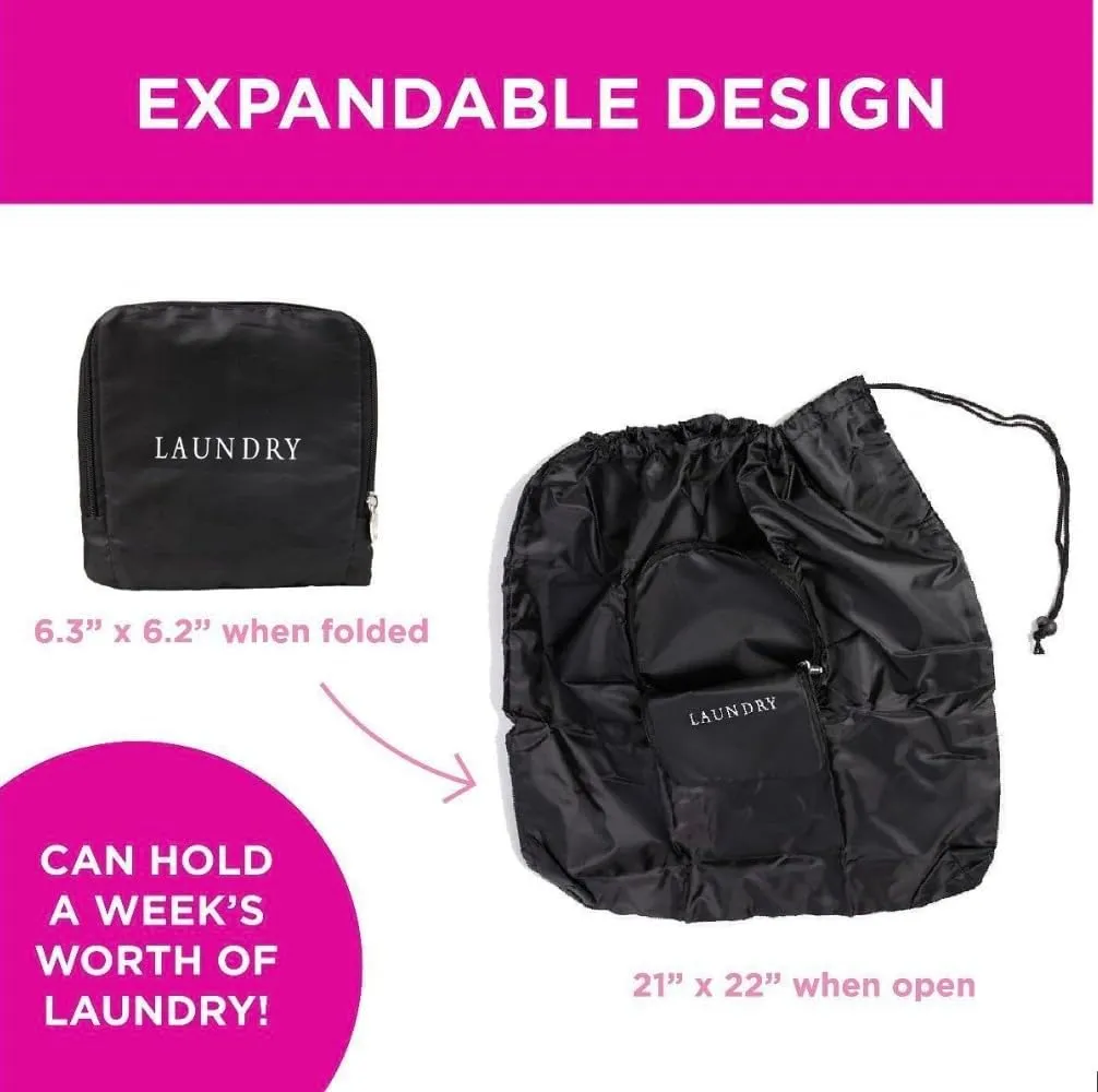 MIAMICA Miamica XL Foldable Travel Laundry Bag, 21'' x 22'', Navy - Lightweight, Durable Design with Drawstring Closure