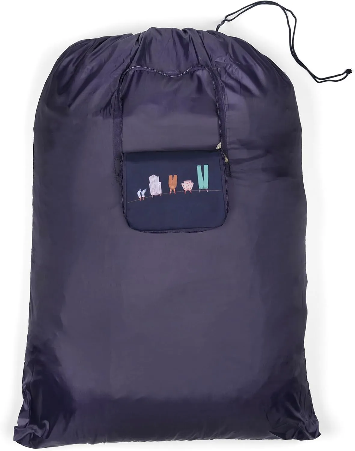 MIAMICA Miamica XL Foldable Travel Laundry Bag, 21'' x 22'', Navy - Lightweight, Durable Design with Drawstring Closure