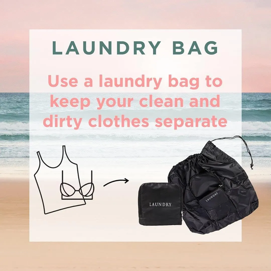Miamica Soft Travel Laundry Bag with Zipper & Drawstring, 21 x 22  Keep Your Dirty Clothes Separate & Organized
