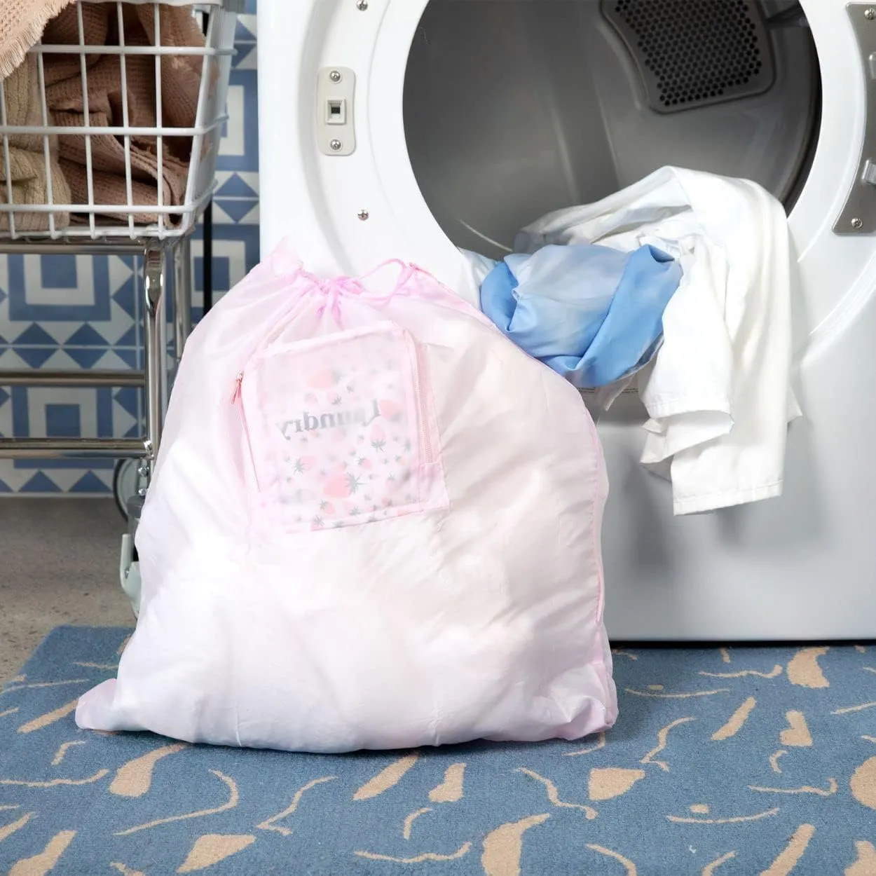 Miamica Soft Travel Laundry Bag with Zipper & Drawstring, 21 x 22  Keep Your Dirty Clothes Separate & Organized
