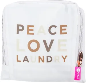 Miamica Travel Laundry Bag, Peace and Love  Measures 21 x 22 When Fully Opened  Foldable Laundry Bag with Drawstring Closure  Durable, Lightweight Travel Accessories