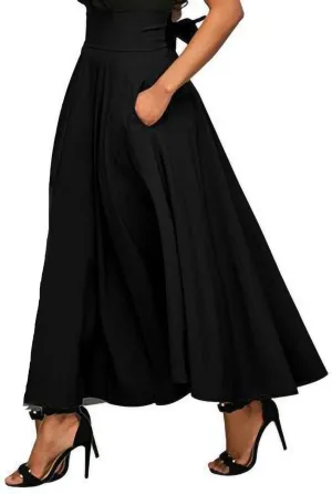 Midi Skirts for Women Trendy Long Maxi Skirt Dressy Casual Skirts Summer High Waisted A-Line Pleated Skirt with Pockets