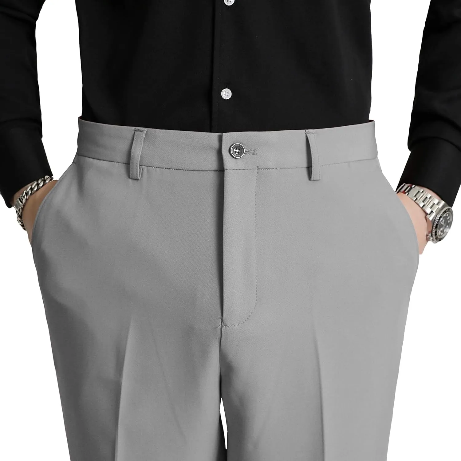 MOGU Ankle-Length Dress Pants for Men Slim Fit Cropped Trousers
