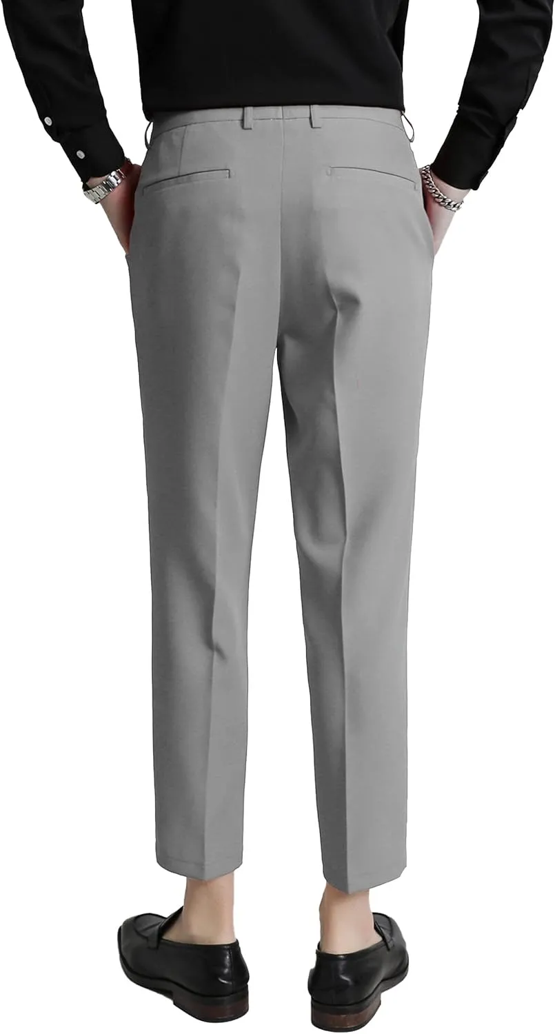 MOGU Ankle-Length Dress Pants for Men Slim Fit Cropped Trousers