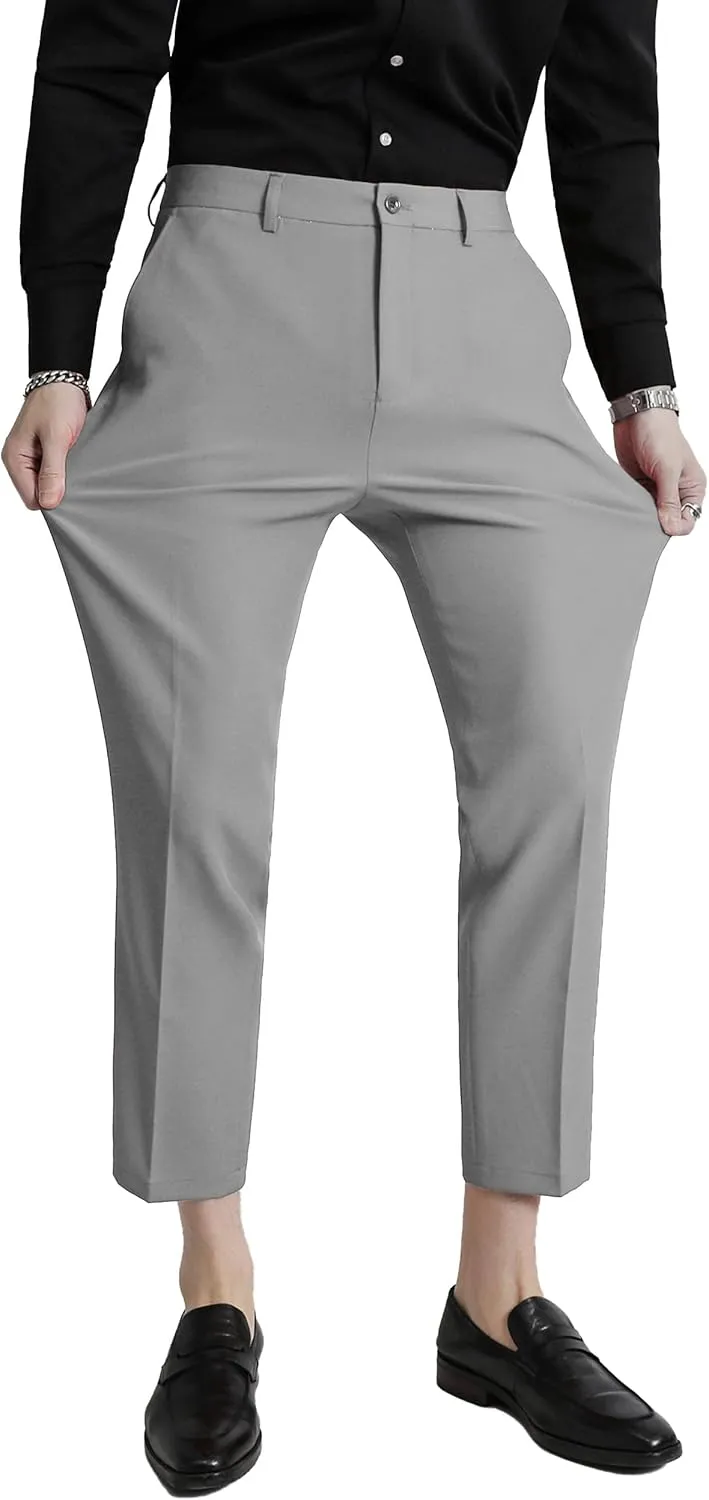 MOGU Ankle-Length Dress Pants for Men Slim Fit Cropped Trousers