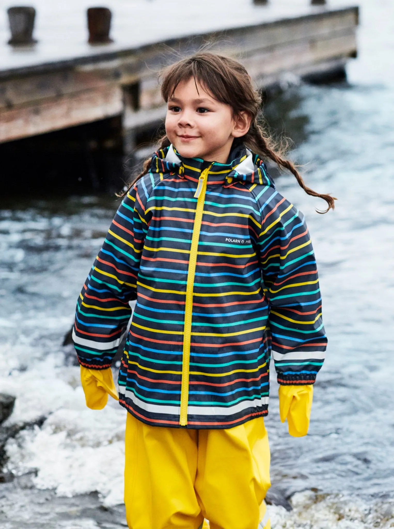 Multi Stripe Waterproof Kids Raincoat
