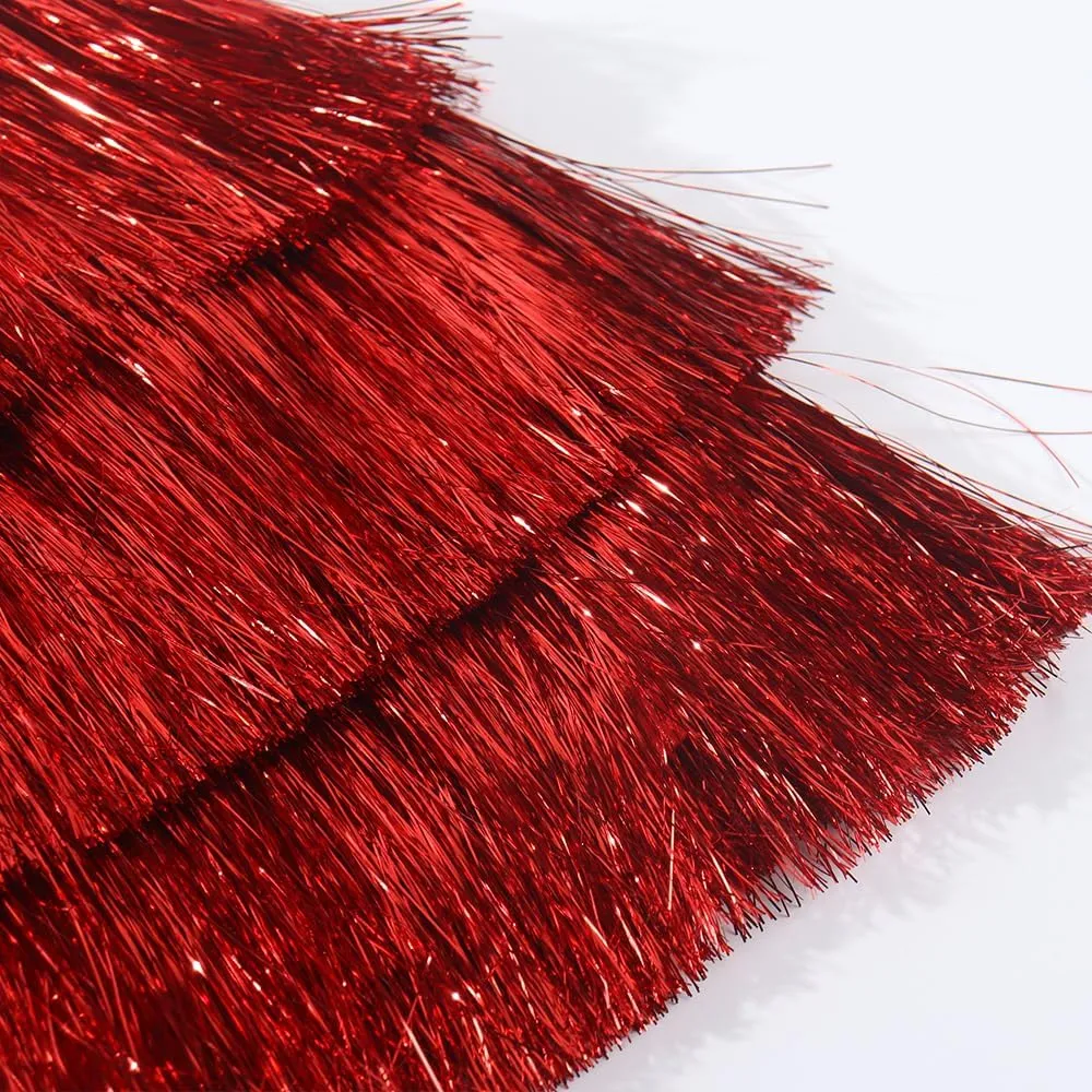 Noomelfish Girls Tinsel Fringe Skirt Sparkly Tassel Metallic Party Skirt(5-12 Years)