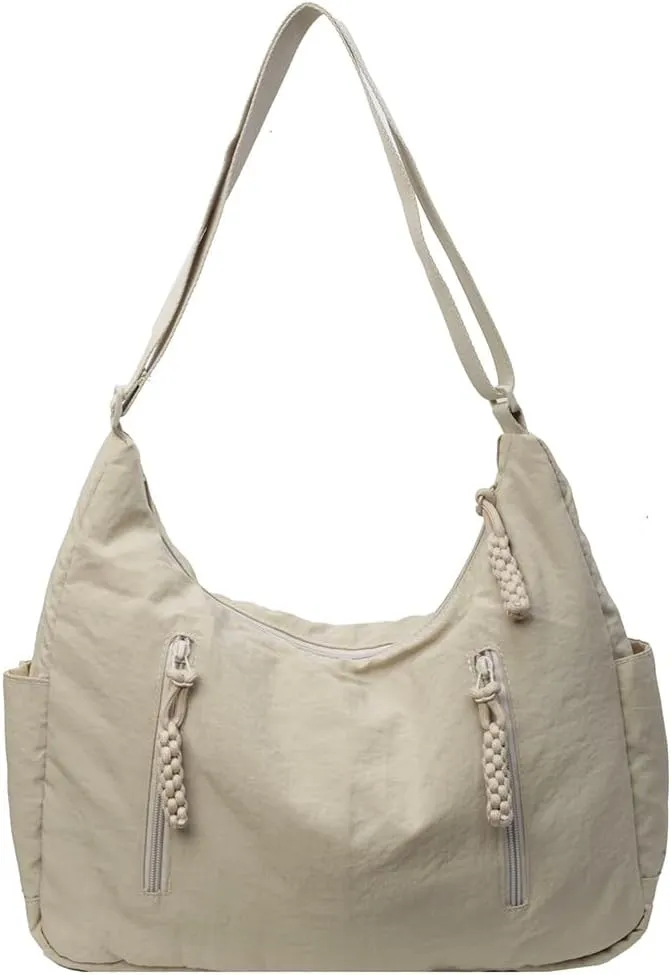 Nylon Crescent Crossbody Bag for Women Man Lightweight Sling Bag Casual Hobo Bag Solid Color Half Moon Sling Bag