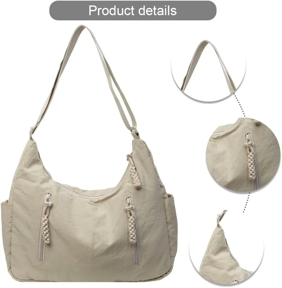 Nylon Crescent Crossbody Bag for Women Man Lightweight Sling Bag Casual Hobo Bag Solid Color Half Moon Sling Bag