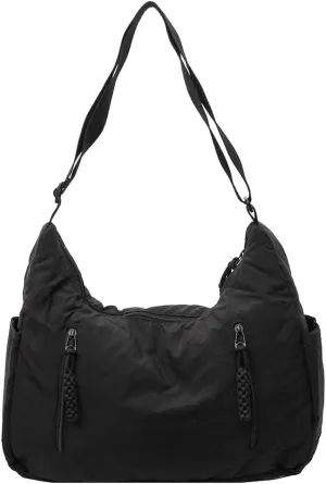 Nylon Crescent Crossbody Bag for Women Man Lightweight Sling Bag Casual Hobo Bag Solid Color Half Moon Sling Bag
