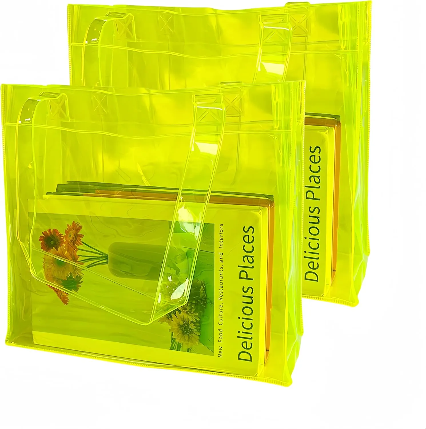 ONEART 2 Pcs 11L Beach Tote Bag 12x5x11 Clear Bag for Pool Party Shopping Bag Travel Sports Events Soild Colour Tote Bag