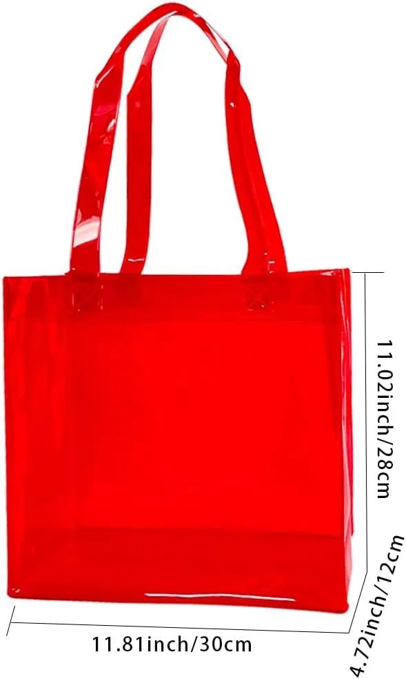 ONEART 2 Pcs 11L Beach Tote Bag 12x5x11 Clear Bag for Pool Party Shopping Bag Travel Sports Events Soild Colour Tote Bag