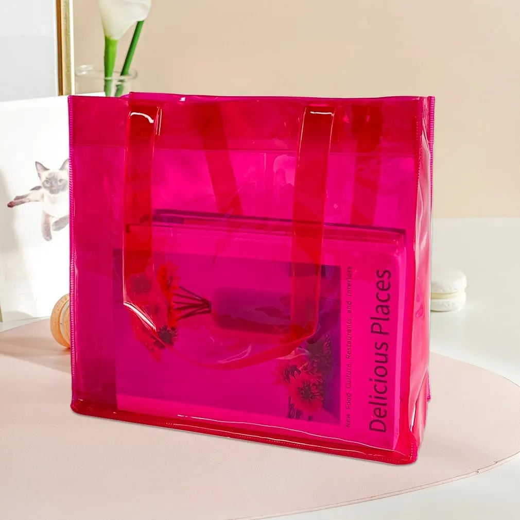 ONEART 2 Pcs 11L Beach Tote Bag 12x5x11 Clear Bag for Pool Party Shopping Bag Travel Sports Events Soild Colour Tote Bag