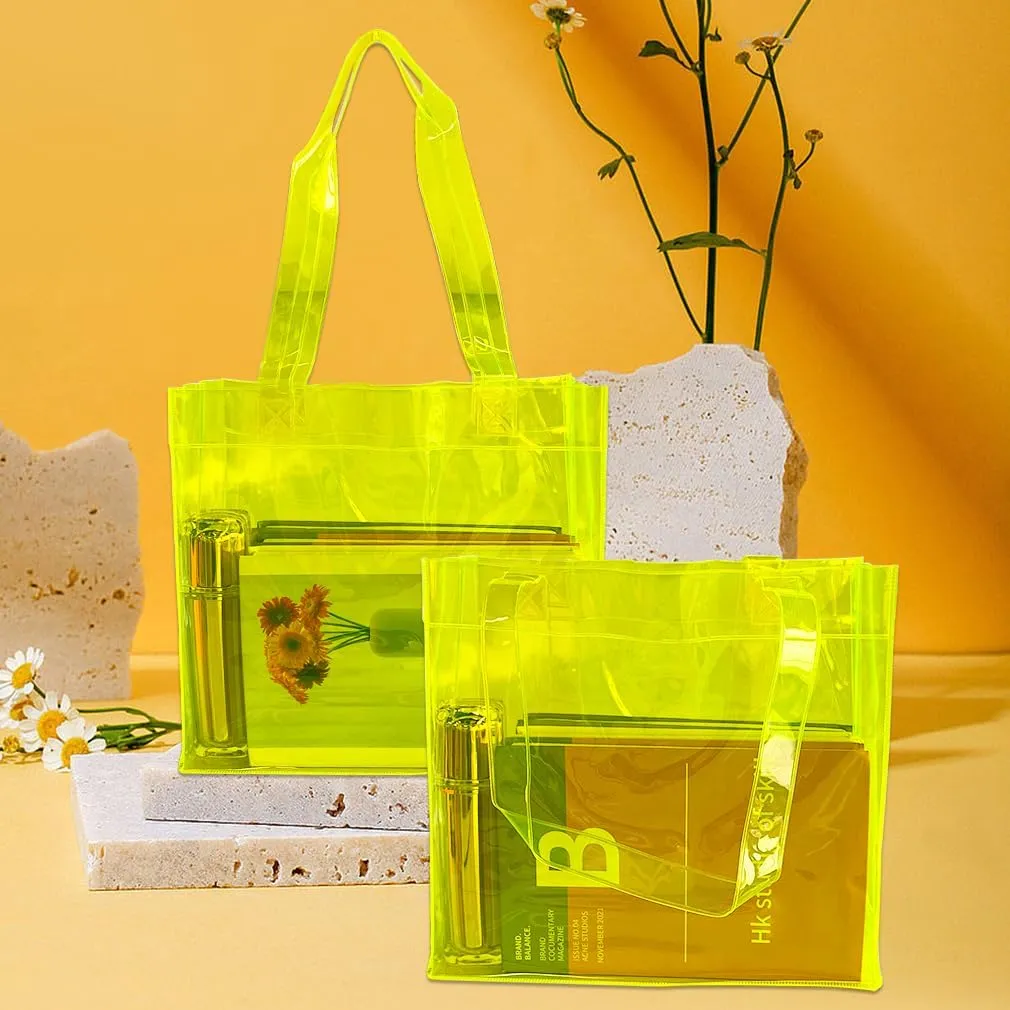 ONEART 2 Pcs 11L Beach Tote Bag 12x5x11 Clear Bag for Pool Party Shopping Bag Travel Sports Events Soild Colour Tote Bag