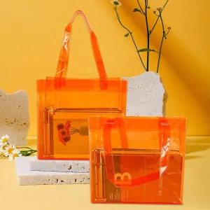 ONEART 2 Pcs 11L Beach Tote Bag 12x5x11 Clear Bag for Pool Party Shopping Bag Travel Sports Events Soild Colour Tote Bag